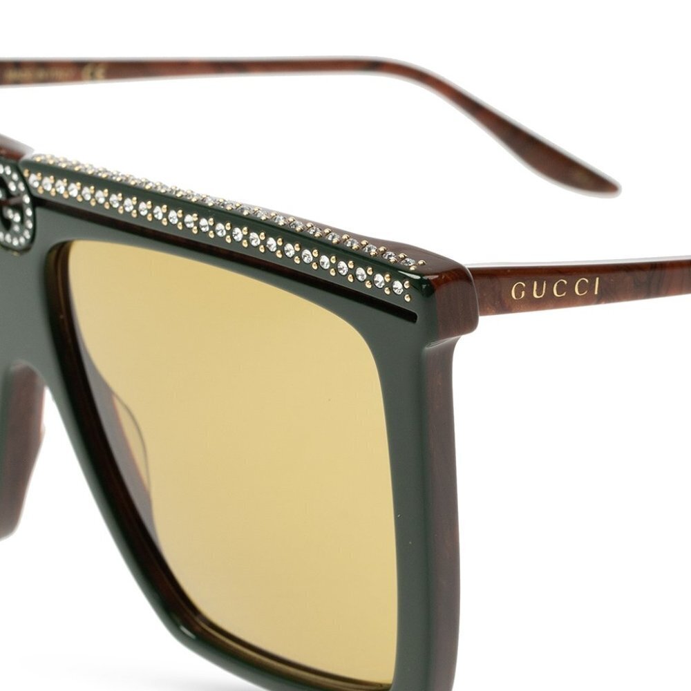 NWT GUCCI GG0733S - 005 Crystal Embellished Flat Top Sunglasses - Picture 11 of 15